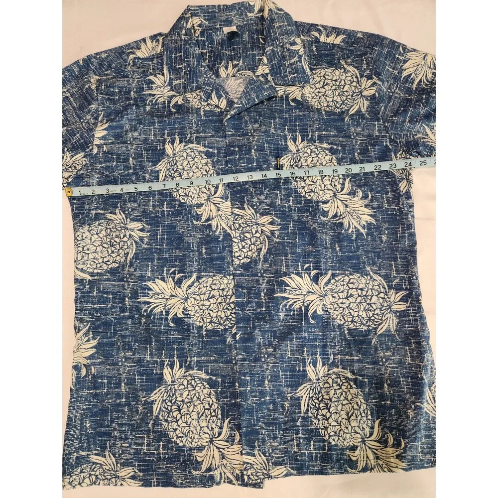 Palmwave Hawaii 100% Cotton Blue Mens Pineapple Floral Short Sleeve Shirt XL - Picture 5 of 7